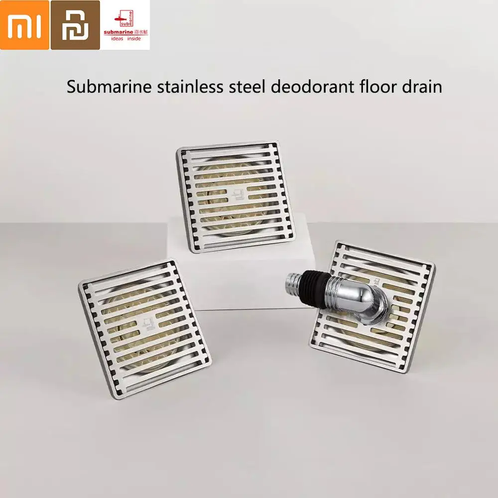 

SUBMARINE 4 Inch x 4 Inch Square Stainless Steel Shower Floor Drain Anti-backflow Anti-Blocking From Xiaomi Youpin