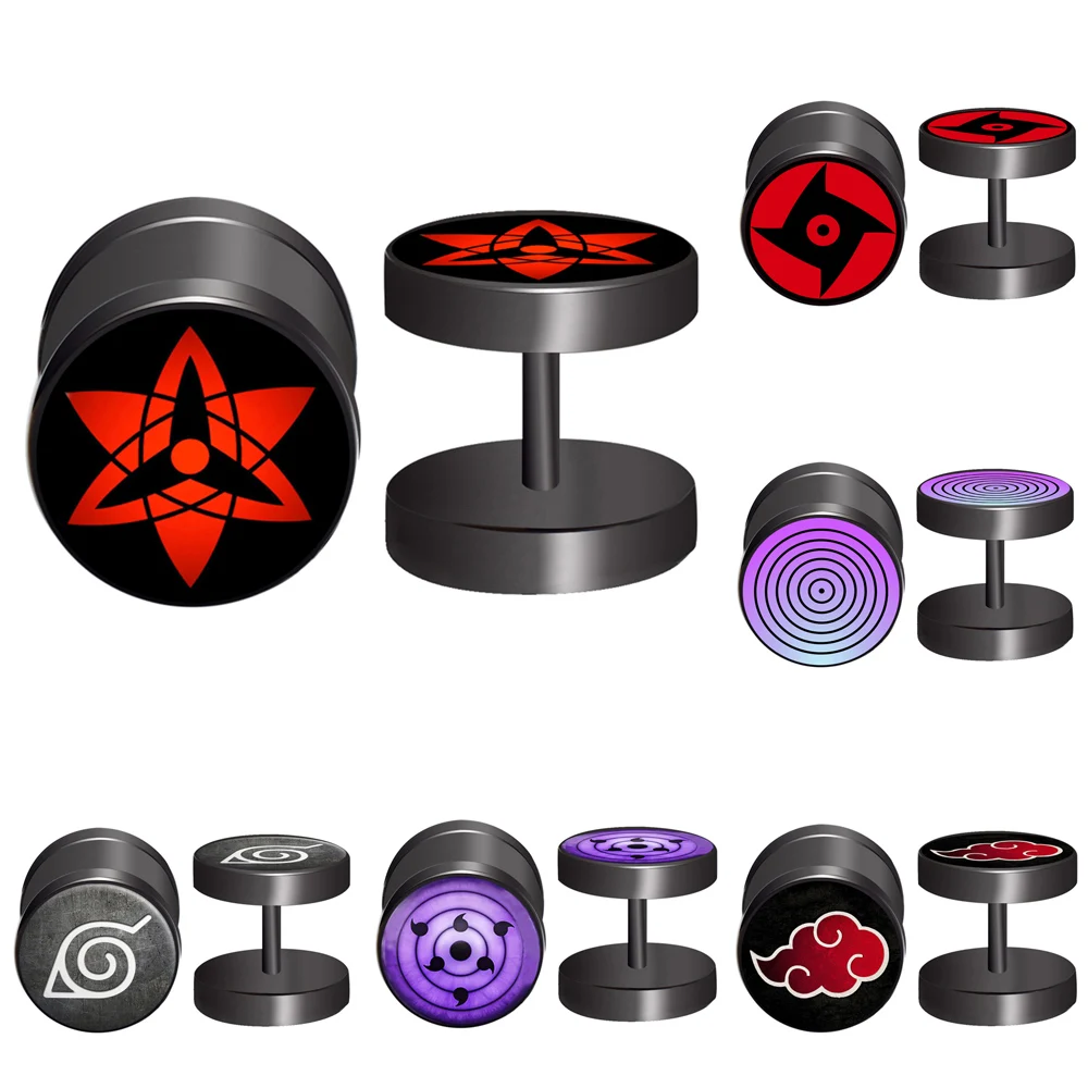 Anime Sharingan Earrings For Men Fake Gauge Earring Akatsuki Faux Plug Piercing Jewelry