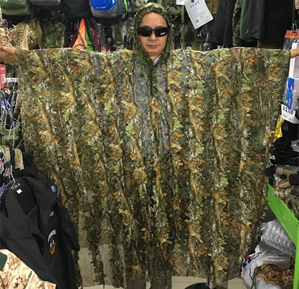 Снайпер CS Bionic Камуфляж пончо для мужчин 3D Охота кленовый лист камуфляж ghillie