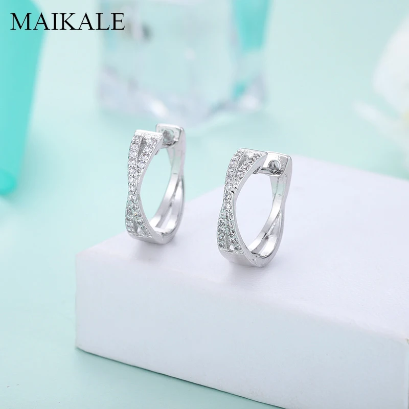 Женские круглые серьги-гвоздики MAIKALE, популярные серьги с фианитом, 16 мм, ювелирные изделия для девушек, аксессуары для подарка