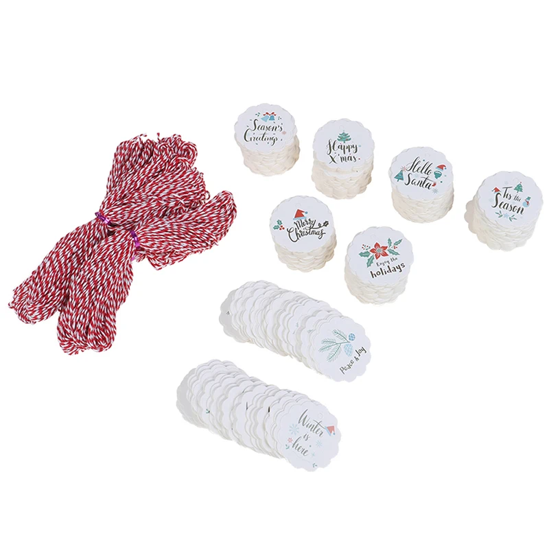 

100PCS Multi Style Merry Christmas Paper Tags Label For Christmas Party Note Hang Tag Handmand Gift Wrapping DIY Craft Supplies