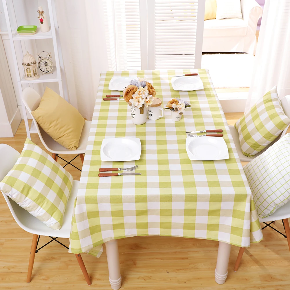 Клетчатая скатерть из хлопка и полиэстера прямоугольная для обеденного стола
