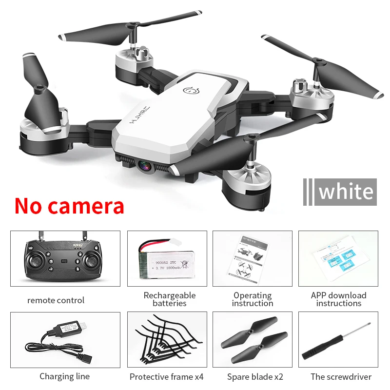 4K RC вертолет Дрон с камерой HD 1080P wifi FPV селфи Дрон Профессиональный складной Квадрокоптер 24 минуты Срок службы батареи HJ28 - Цвет: white no camera
