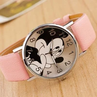 Zegarek Damski Hot New Fashion Brand Mickey Cartoon Watches Girl Boy Casual Leather Quartz Watch Childrens Favorite Gift Clock