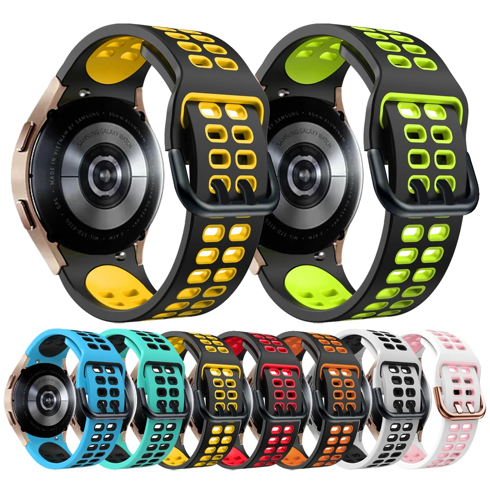 Double color Sport Silicone Band For Samsung Galaxy Watch 4 Classic 46mm 42mm / 44mm 42mm Smartwatch Strap Replacement Watchband