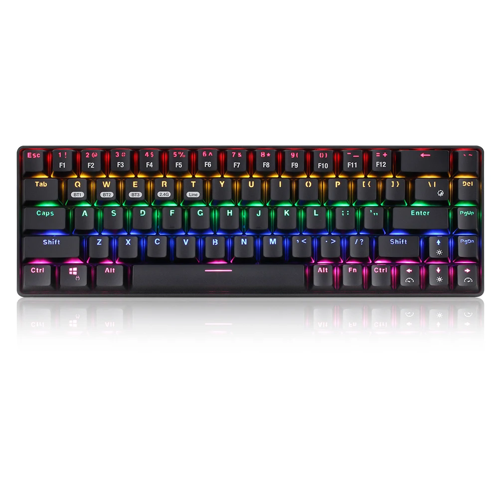 

New Mechanical Keyboard 68-Key Multi Device 3 Mode Bluetooth + 2.4GHz Wireless + Wired Mechanical Gaming Keyboard for Laptop PC