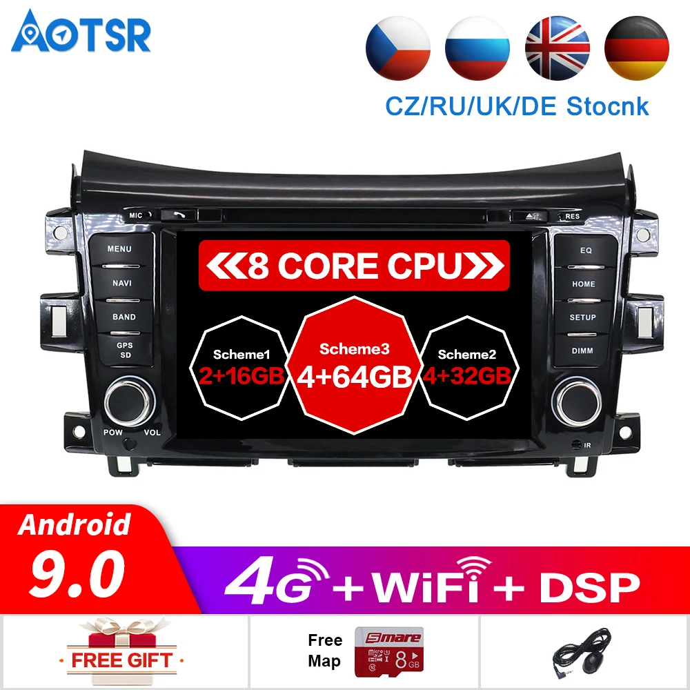 Автомобильный мультимедийный DVD плеер 4 + 64 Android 9 0 стерео GPS для NISSAN NP300 Navara Terra FM