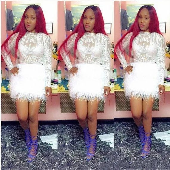 Иллюзия с длинным рукавом Короткие Выпускные коктейльные платья поясом со