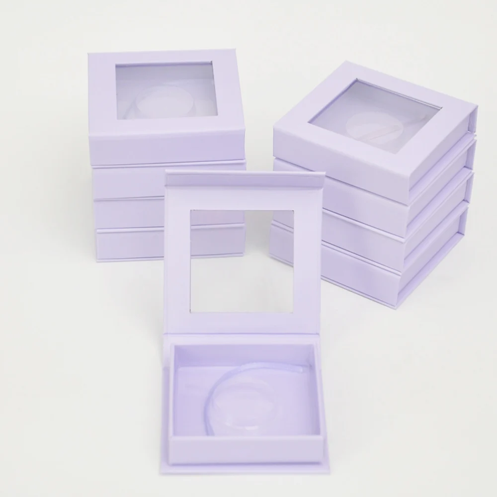 

Wholesale square eyelashes box package custom lash packaging lavender 25mm mink eyelashes makeup case with tray bulk vendors
