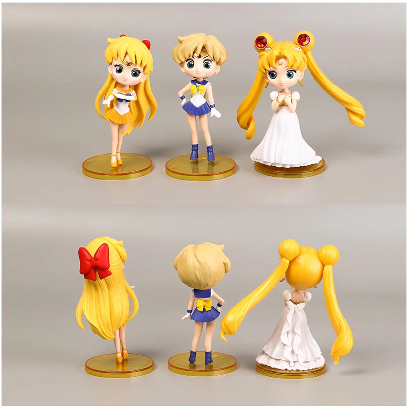 

6pcs/set 10cm Japanese PVC anime figure Q version sailor moon action figure collectible model toys Christmas gift
