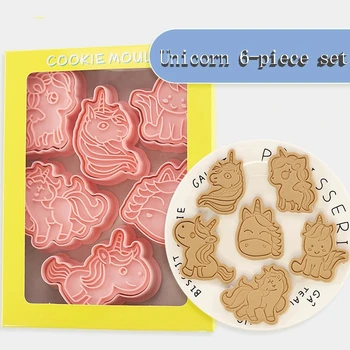 Unicorn Shape Cookie Cutters Plastic 3D Cartoon Pressable Biscuit 1
