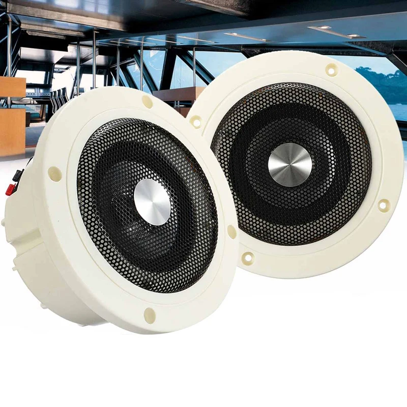 

1 Pair Waterproof Marine Stereo Audio Speakers Wall Mount Ceiling Speakers Indoor Outdoor Music Player for Boat ATV UTV