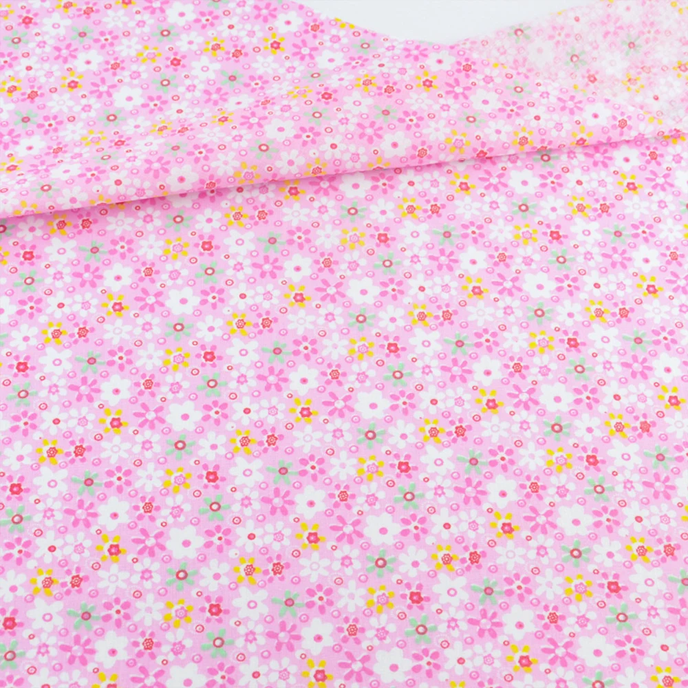 Ткань Tecido розовый маленький цветочный стиль шитье толстые четверть Ткани