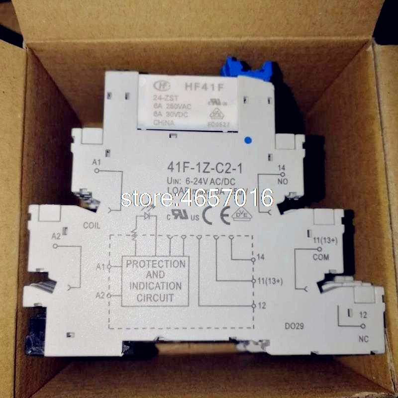 1 шт. 41F-1Z-C2-1 HF41F 5В 12В 24В 6A 1CO тонкое реле на винтовой розетке светодиодный
