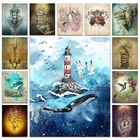 Набор для алмазной вышивки, картина с изображением маяка, красавицы, цветка, птицы, лодки, 826