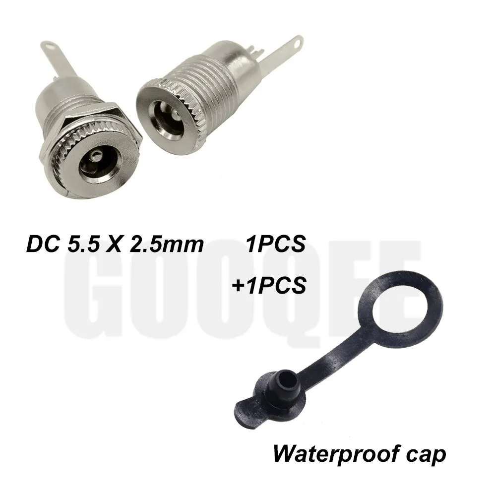 2.5mm and cap DC-099 5,5 мм x 2,1 мм 5,5 мм x 2,5 мм 5A 30 В DC разъем питания гнездовой панельный разъем 5,5*2,1 5,5*2,5 открытое отверстие 11 мм - Цвет: 2.5mm and cap
