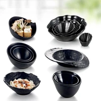 sia huat melamine lettuce bowl hot pot tableware black frosted oblique bowl japanese personalized creative vegetable barrel