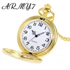 2019 золотые карманные часы, винтажные карманные часы с ручной обмоткой, лося, олень, кварцевые карманные часы, подвеска на ожерелье, подвеска на цепочке