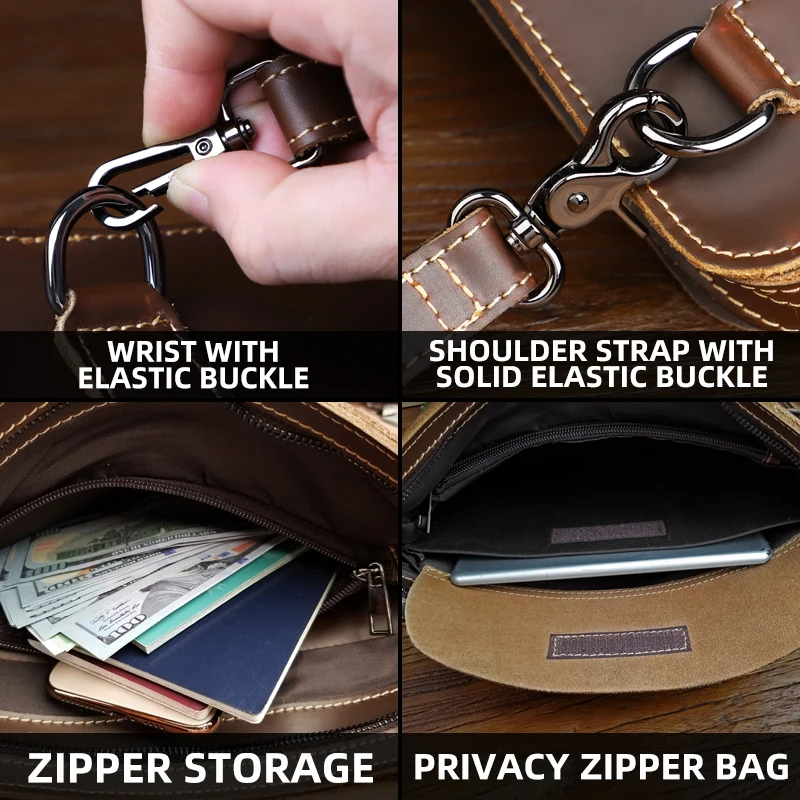 Men's Bag Retro Genuine Leather 13.5'' Laptop Crossbody Bag Portable Briefcase Men's Handbag Shoulder Bag
