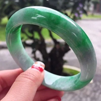 

Натуральный бирманский двухцветный браслет jadeite 54 мм-64 мм, Элегантные украшения принцессы, лучший подарок для девушки от матери