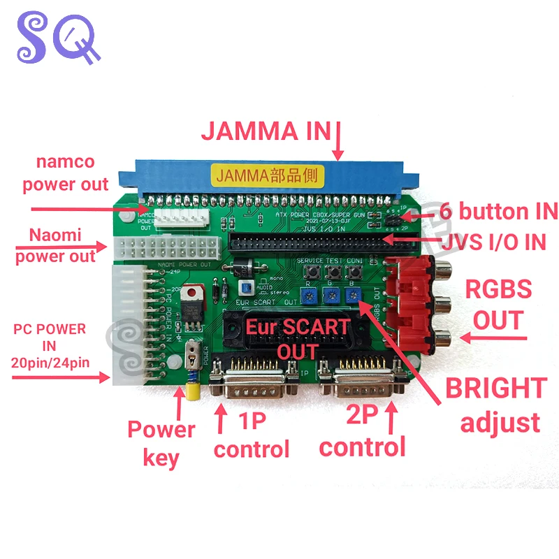 

NEOGEO MVS Video SuperGun SNK 28Pin JAMMA Motherboard With 12V 5A Power Supply CBOX Mini SNK DB15 Gamepad Interface RGBS/SCART