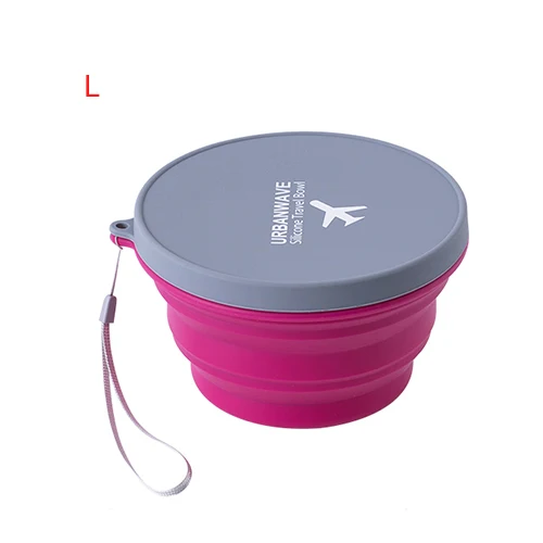 L - Rose Red Портативная дорожная силиконовая чашка, аксессуары, Складная портативная походная вода, фрукты, быстрорастворимый контейнер для лапши, товары для продуктов - Цвет: L - Rose Red