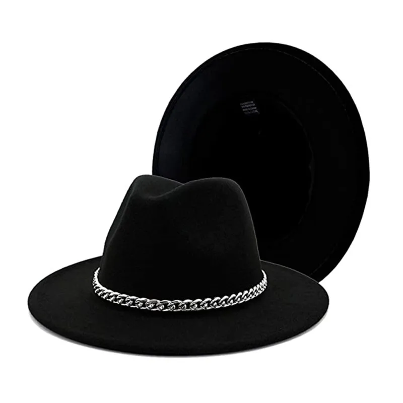 

Wide Brim Women Fedora Hat Classic British Solid Color Single Side Wool Felt Jazz Panama Caps Party Trilby Cowboy Gentleman Cap