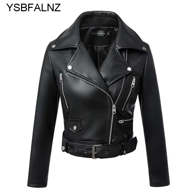 

Jaqueta De Couro Feminina 2023 Short Faux Leather Jackets PU Fashion Belt Biker Motorcycle Womens Coats Clothing Black Chamarras