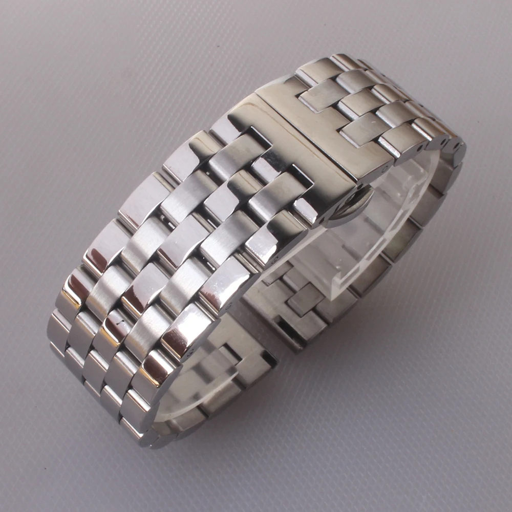 

Silver Watchbands Stainless steel bracelets solid metal General Watch Straps 16 18 19 20 21 22 24mm wristwatches band Mens Belts