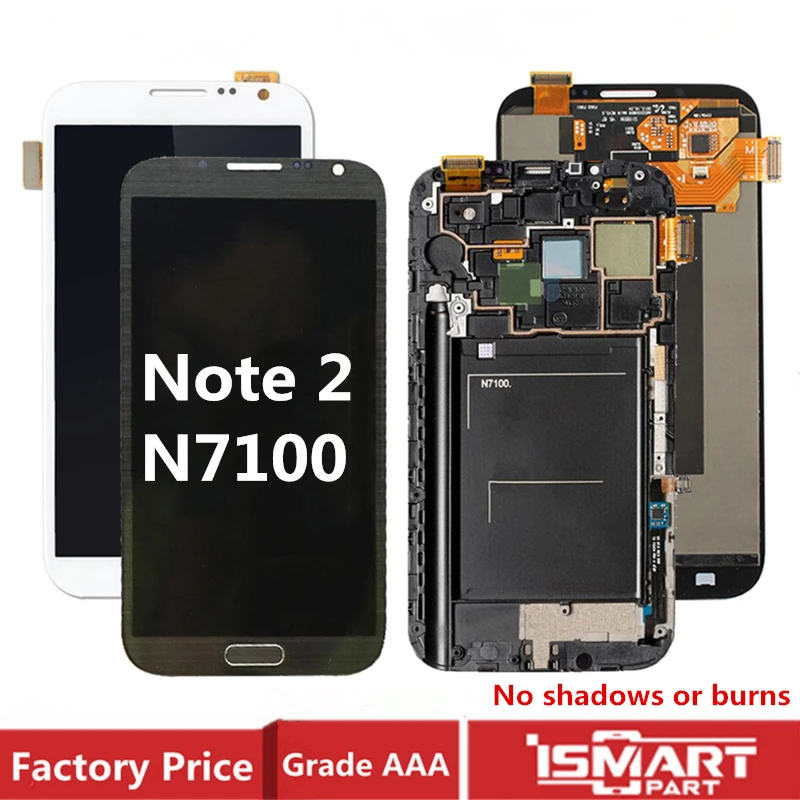 Оригинальный ЖК дисплей для Samsung Galaxy Note 2 II с сенсорным экраном сборки рамкой GT N7100