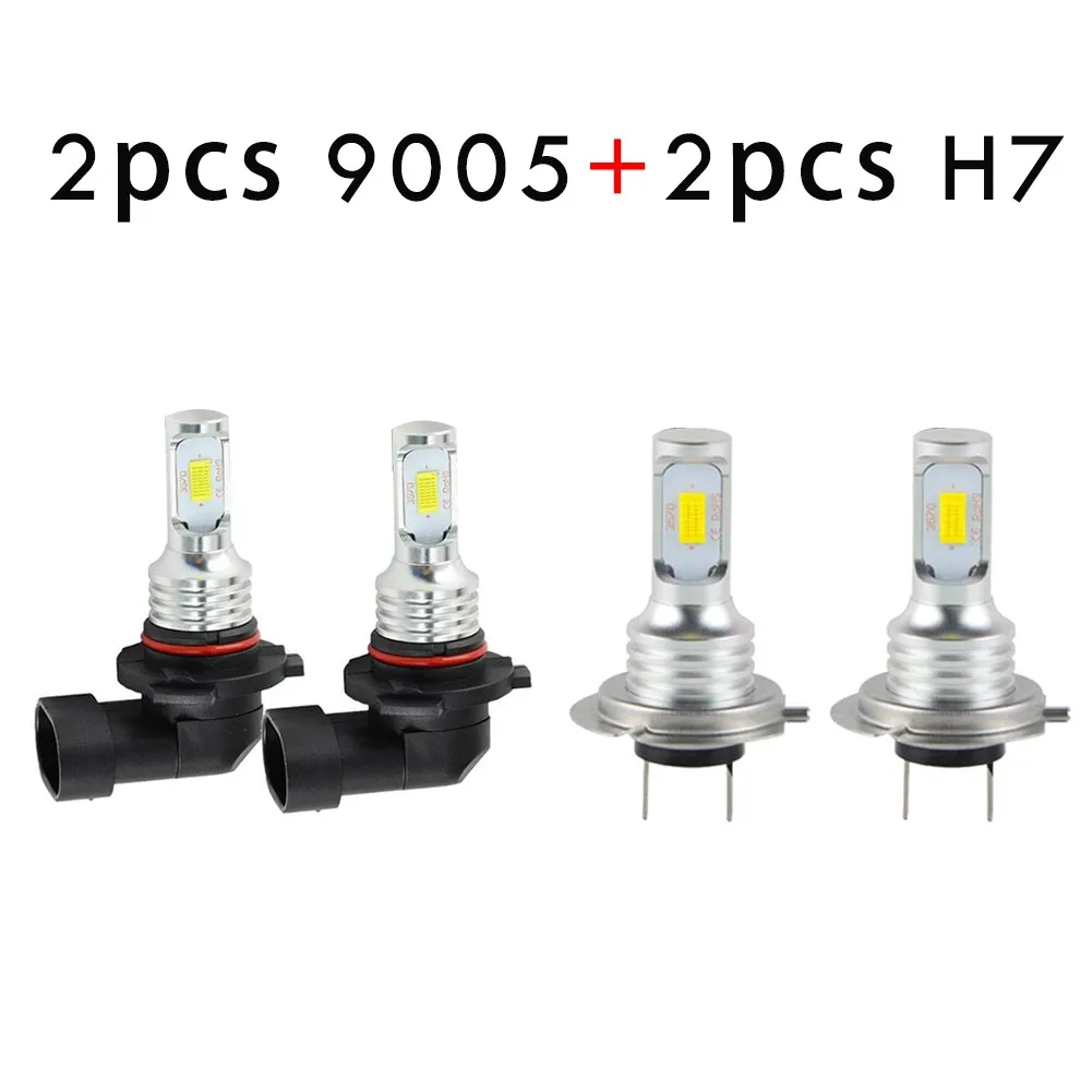 

2pcs 9005 2pcs H7 Super Bright White Headlight Bulb Hi/Lo Beam 55W High Power LED Headlight Bulbs 6000K Led Fog Lamp 12V