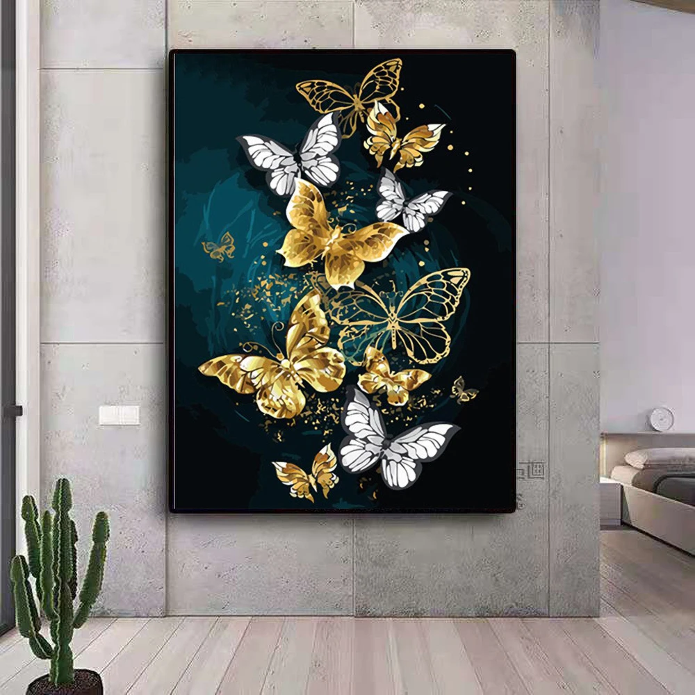 

DIY Diamond Painting Gold Silver Butterfly Beautiful Sky Design Embroidery 5D Displays 30x40CM