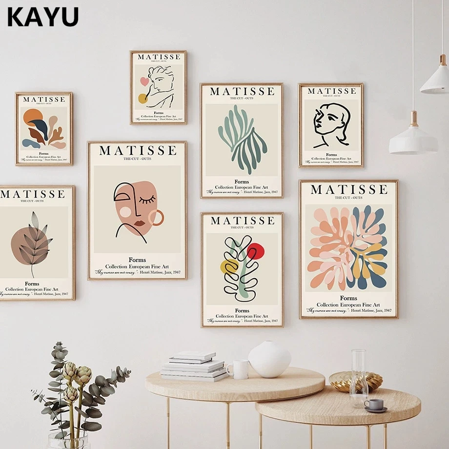 

Abstract Matisse Line Face Coral Leaves Wall Art Canvas Painting Nordic Posters And Prints Wall Pictures For Living Room Decor