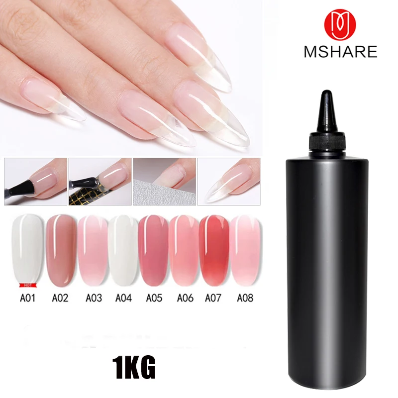 MSHARE 1kg Quick UV Builder Nail Extension Gel For Nails Extensions