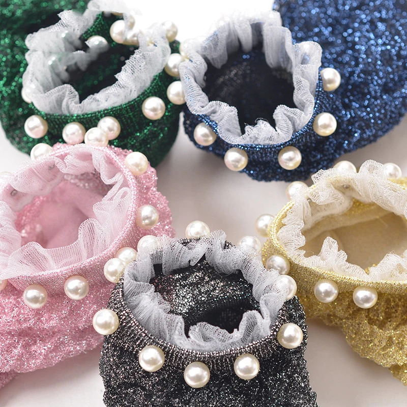 Женские носки до щиколотки стильные модные блестящие с жемчугом для девушек и