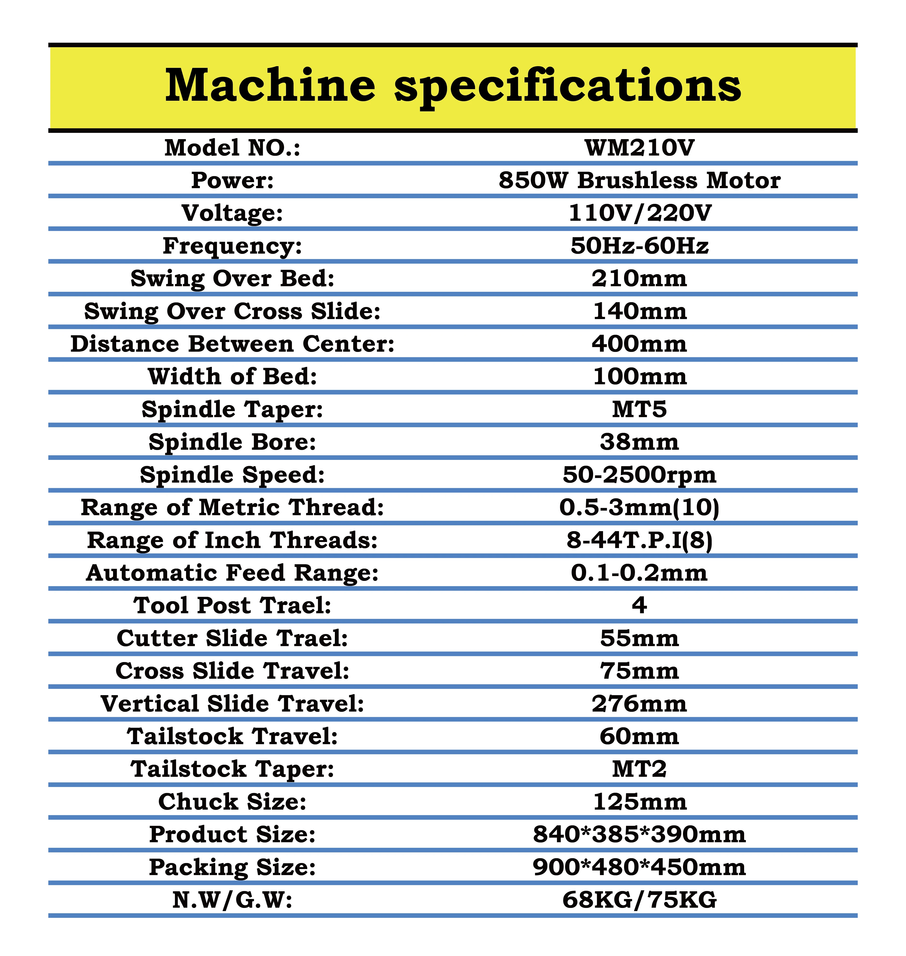 WM210V Цифровой Металлический токарный станок/850 Вт/220 В бесщеточный двигатель все