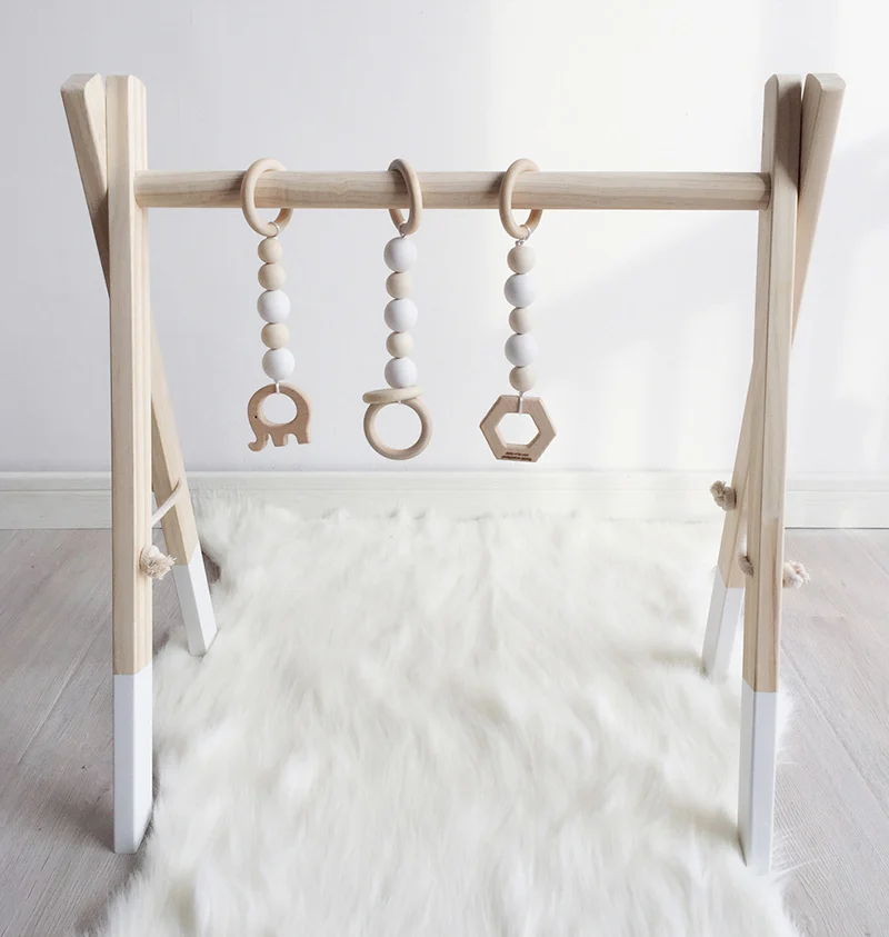

Nordic Baby Activity Gym Frame With Mobiles For Newborns Baby Room Decor Wooden Early Educational Toys Photography Prop