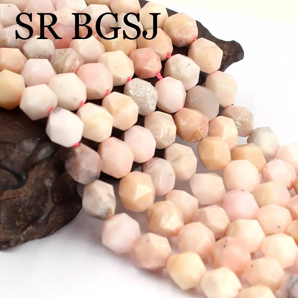 

Free Shipping 10mm AAA Pink Opal Polygonal Faceted Round Gems Stone Jewelry DIY Beaded Beads Strand 15"