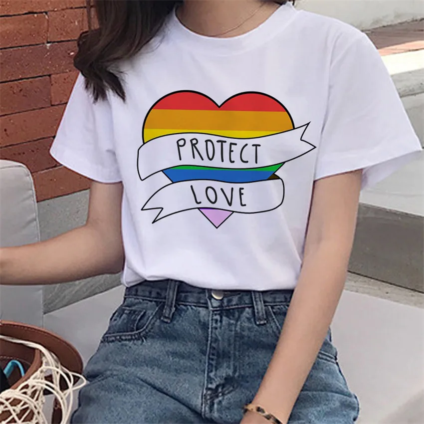 Новая футболка ЛГБТ с надписью &quotGay Love Harajuku&quot женская изображением лесбиянок