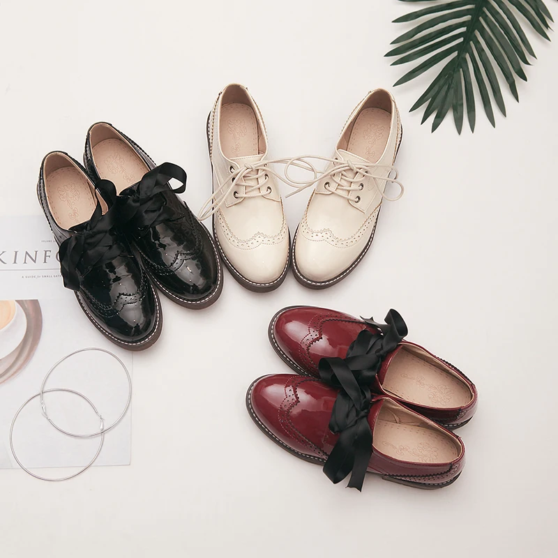 Harga Pantofel Wanita Pergelangan Kaki BootsPlatform Hitam Sepatu Kulit Asli Musim Gugur Kartun Animasi Sepatu Untuk Wanita Sepatu