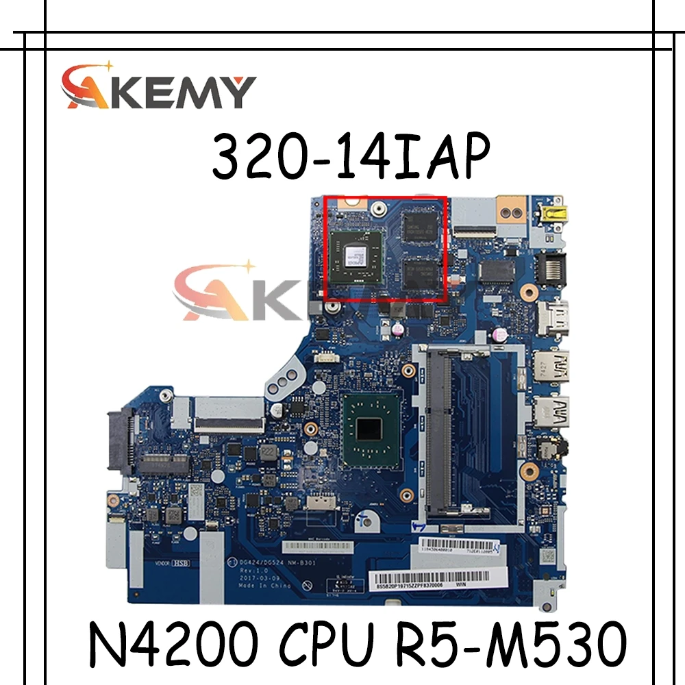 

Материнская плата для ноутбука Lenovo 320-14IAP DG424/DG524 NM-B301 N4200 CPU R5 M530 GPU DDR3L протестирована на 100% рабочий FRU 5B20P19715