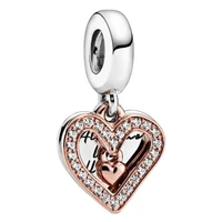 original 925 sterling silver charm rose gold hand painted love pendant fit pandora women bracelet necklace diy jewelry
