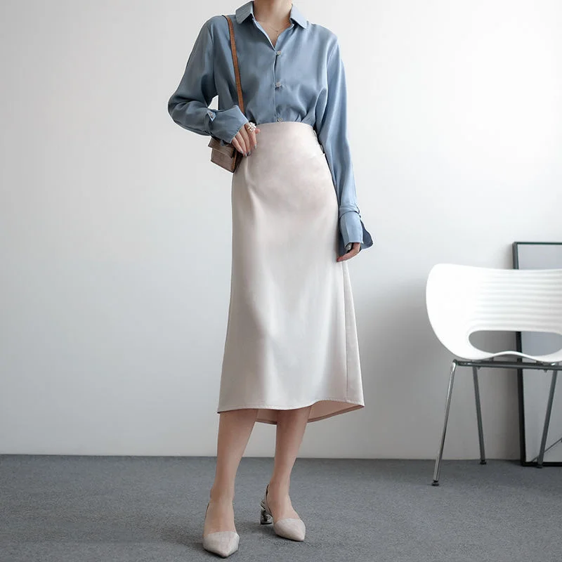 

Skirts Women n Style A-line High Waist Summer Fashion Folds Solid Mujer Faldas Office Ladies Elegant Retro Chic Femme Saia