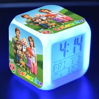 cocomelon baby cartoon figure led alarm clock 7 colors change pvc anime model light up toys