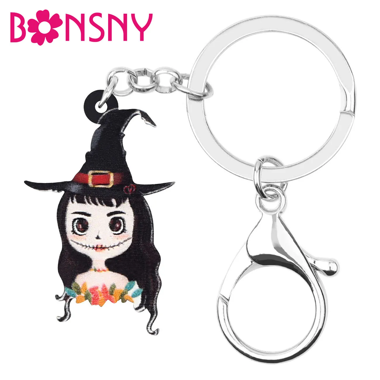 Bonsny акриловые брелоки с волшебной ведьмой на Хэллоуин легкие длинные ювелирные