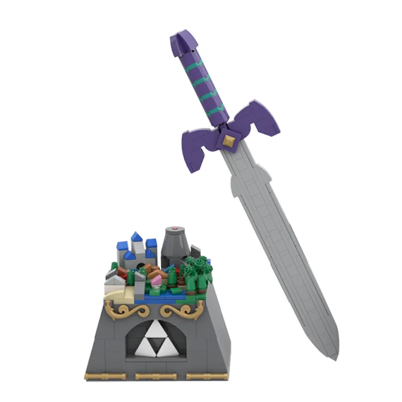 

MOC Hyrule Castle Game The Legend of Zeldaed- Mini Hailar Scene Building Blocks Master sword weapon Bricks kid's Toys