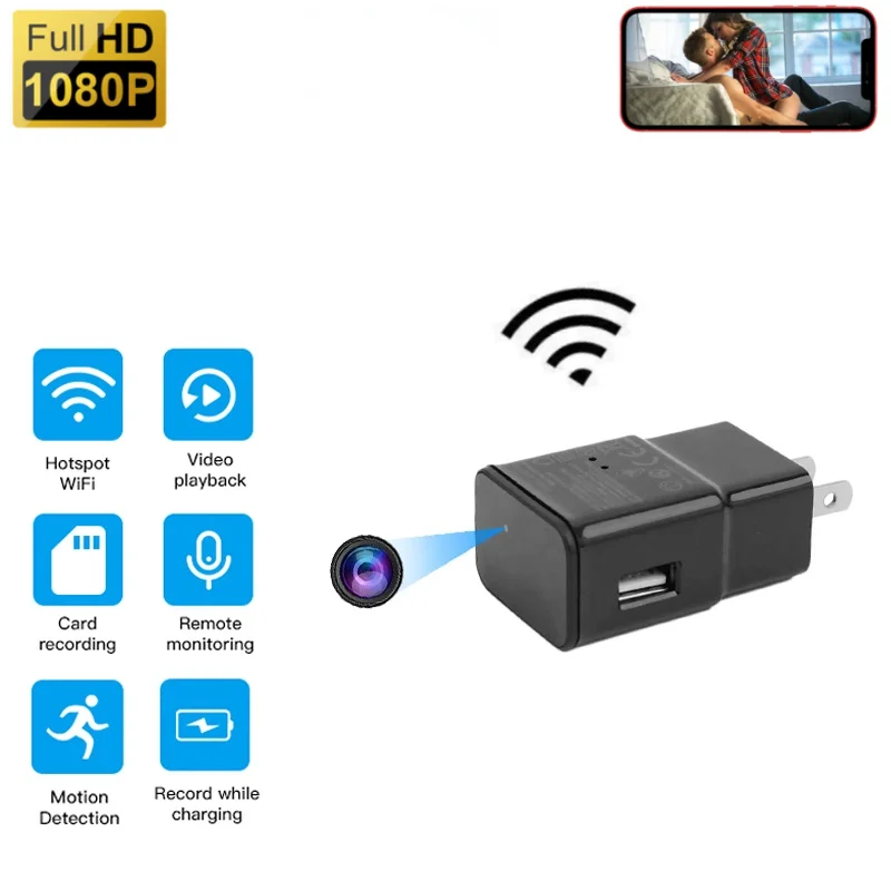 

Мини-камера видеонаблюдения, 1080P HD, Wi-Fi, с USB-портом для зарядки