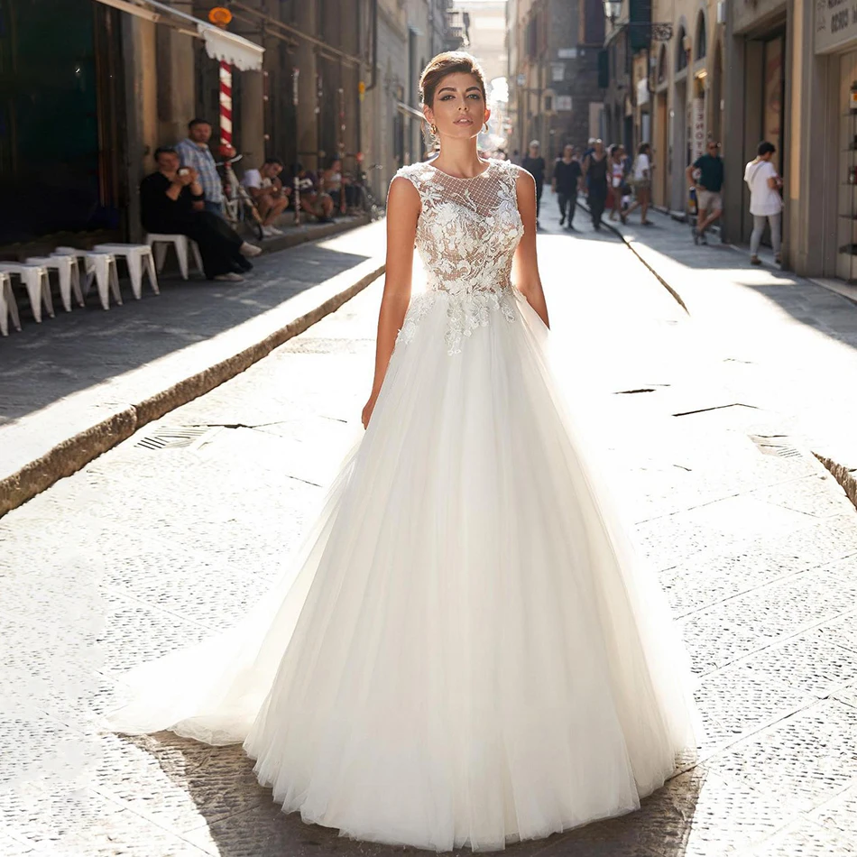 

BAZIIINGAAA Sleeveless Round Neck Simple Silky Organza Wedding Dress Wide Shoulder Strap Fashion Bride Support Tailor-made