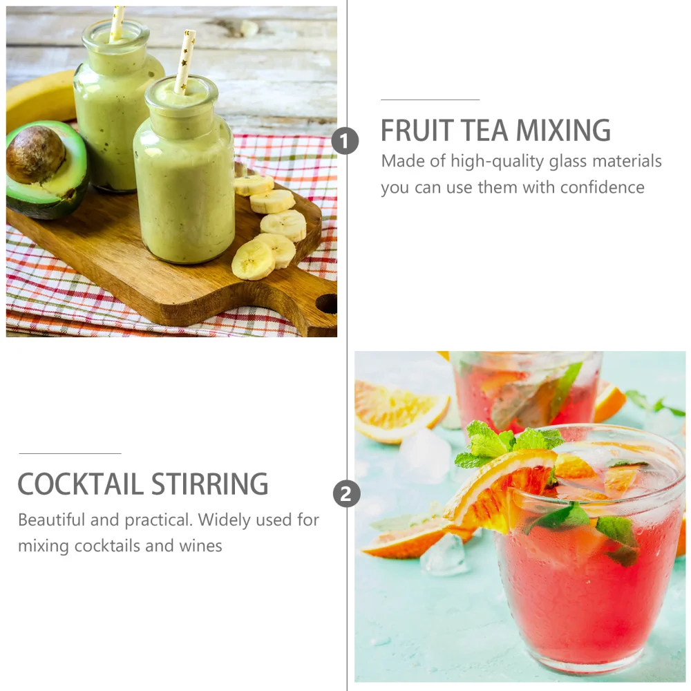 

4pcs Transparent Long Handle Glass Heart Shape Stirring Sticks (Assorted Color)