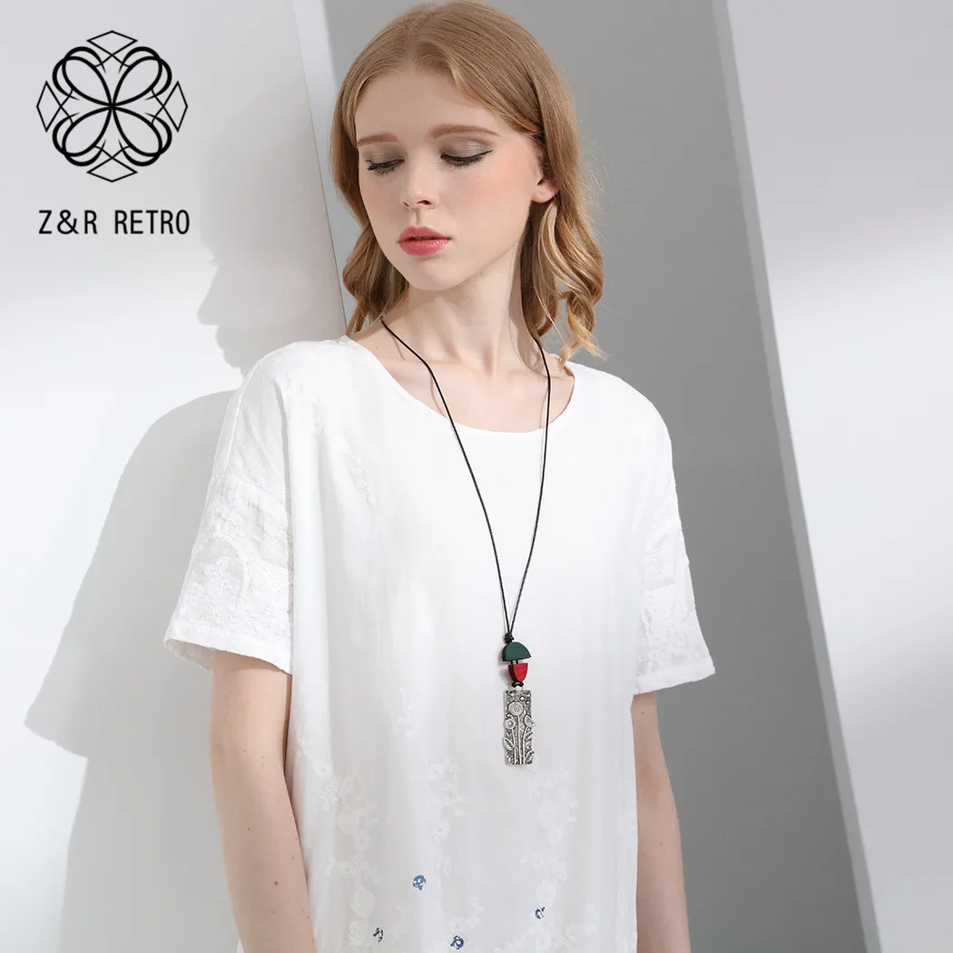 Z& R Ретро женские ожерелья и кулоны Модные сандаловое дерево очаровательные ювелирные изделия винтажная цепочка для свитера ювелирные изделия из цинкового сплава аксессуары
